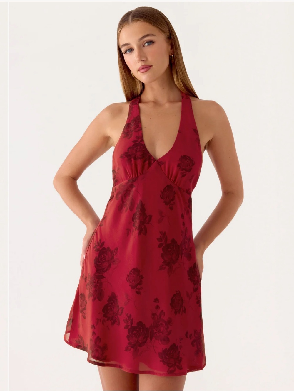 New Peppermayo Magnolia Mini Dress
Halter Cherry Rose Tie Open Back Date Party 8